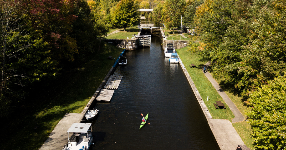 drone shot of ken going through the locks