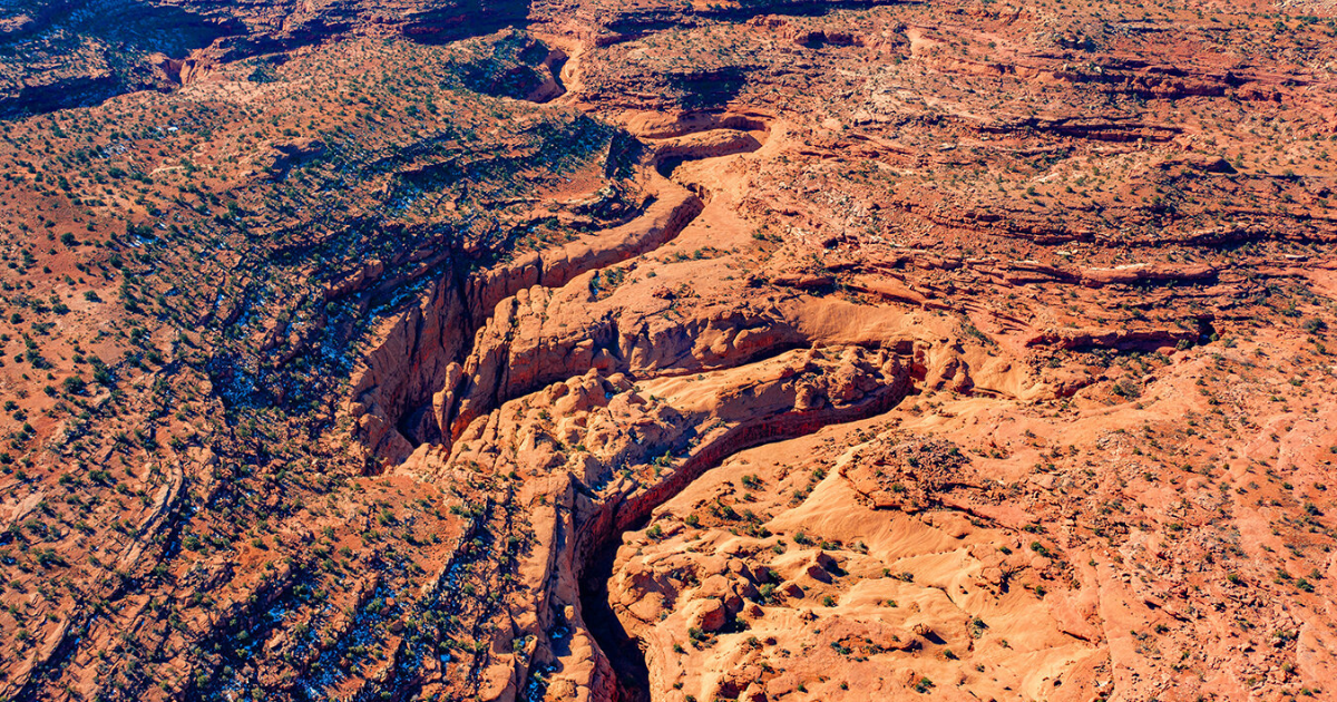 drone shot of utah rocky landscape backpacking and hiking