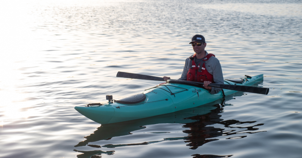 ken whiting using the pakayak bluefin 142 portable kayak sunset photography paddling kayaking for beginners