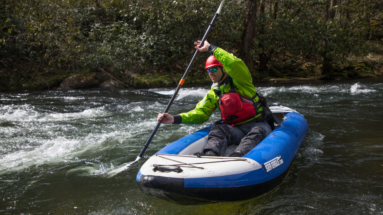 Top 6 Kayaking Mistakes practicing getting back into your kayak ken whiting in a sea eagle kayak in north carolina