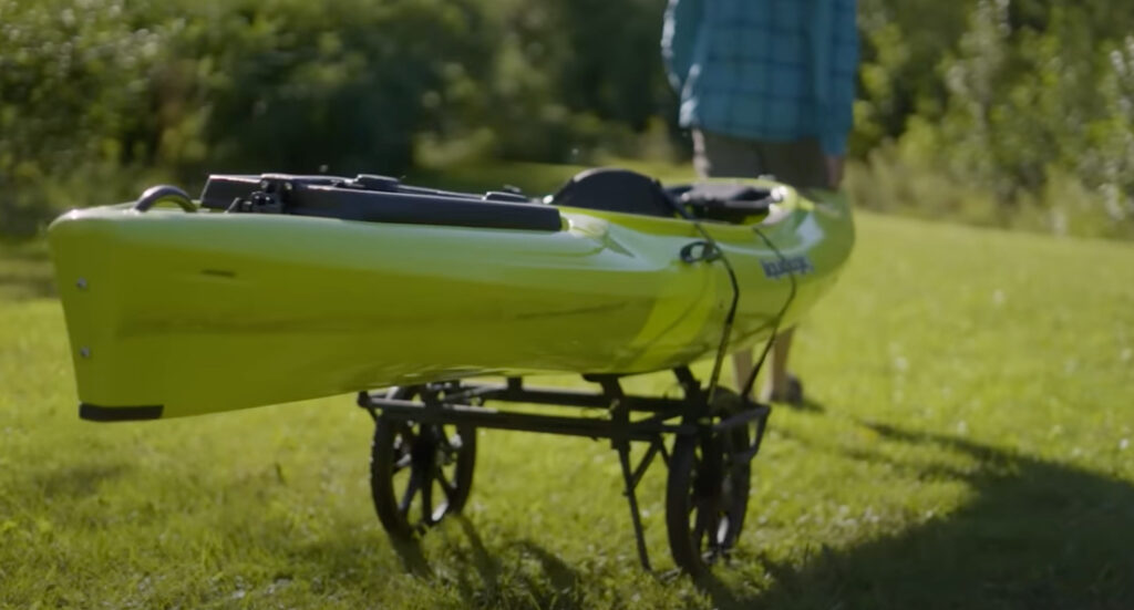 Kayak carts make carrying the weight easier on the back and shoulders