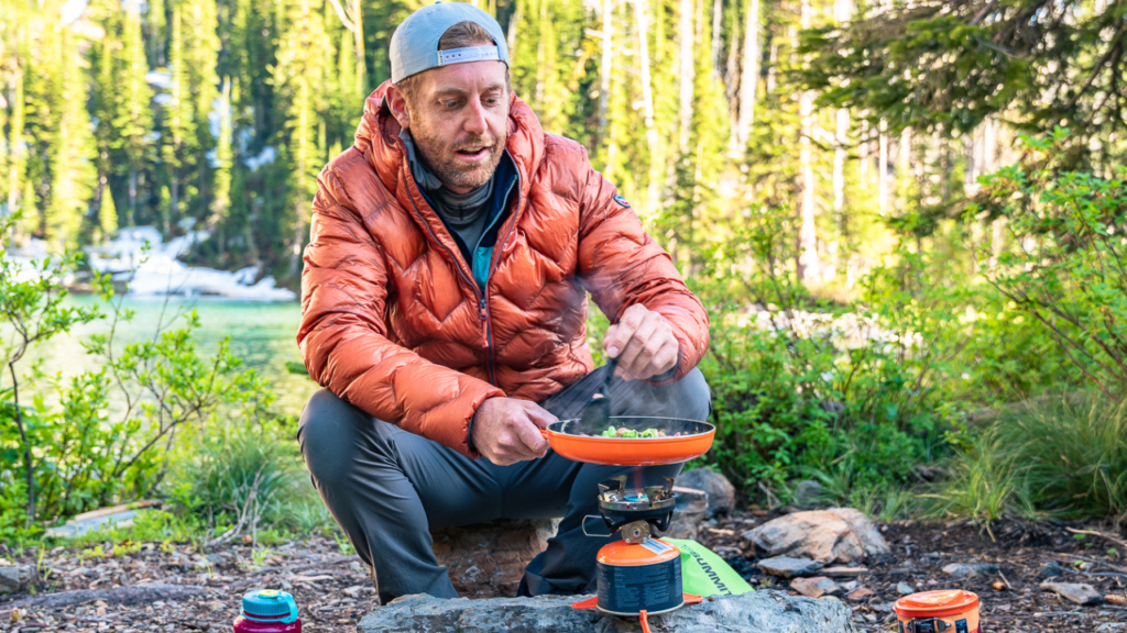 how to cook while camping eric cooking a stir fry on a jet boil while backpacking