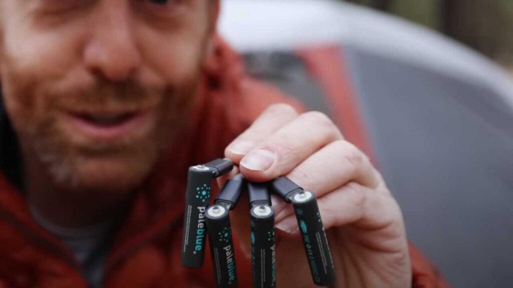 backpacking gear: Pale Blue rechargeable batteries