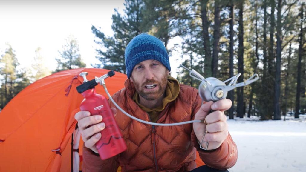 winter backpacking mistakes: Liquid fuel is great for winter camping