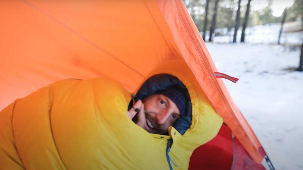 winter backpacking mistakes: Winter sleeping bags have great features to keep you warm