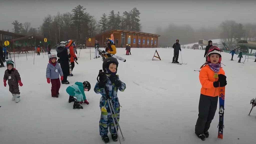 Enrolling kids into a one hour class made all the difference in the world:  a great tip for taking kids skiing