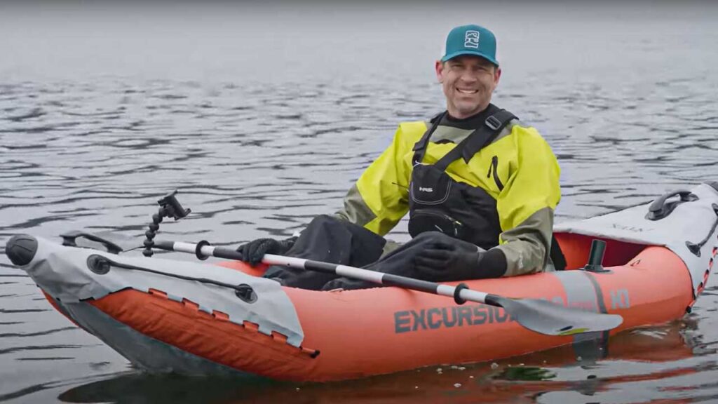 The Intex Excursion Pro inflatable kayak is designed for kayak fishing.