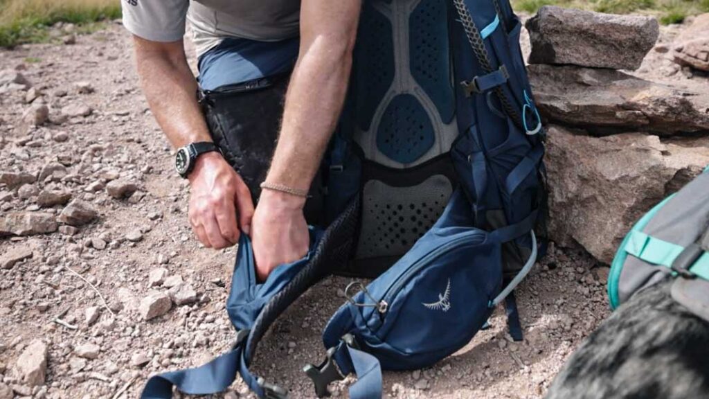 The Osprey Kestrel 48 has awesome, quick-access, belt pockets on both sides.