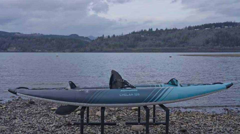 The Aquaglide Chelan 120 inflatable kayak