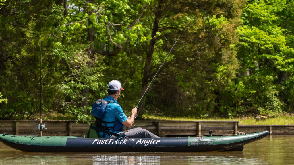 Over 72 miles long, kayak fishing Watts Bar Lake has countless bays and arms to choose from. We choose a small arm that provided some shelter from the strong winds.