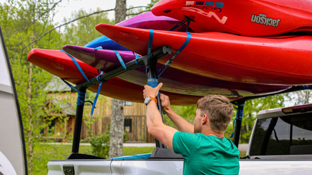 Nick gets the 'real boat' whitewater fleet ready for the New River!
