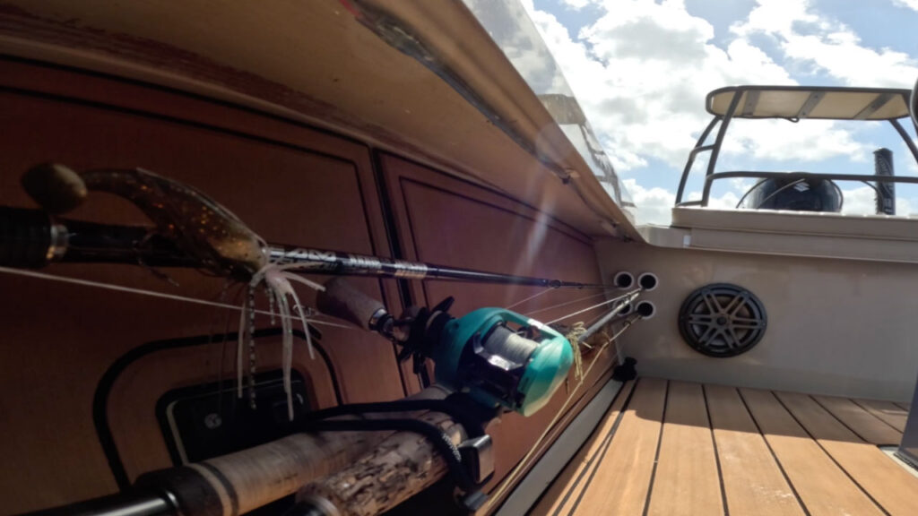 Tucked away rods make walking about this boat safe from rod damage or tripping!
