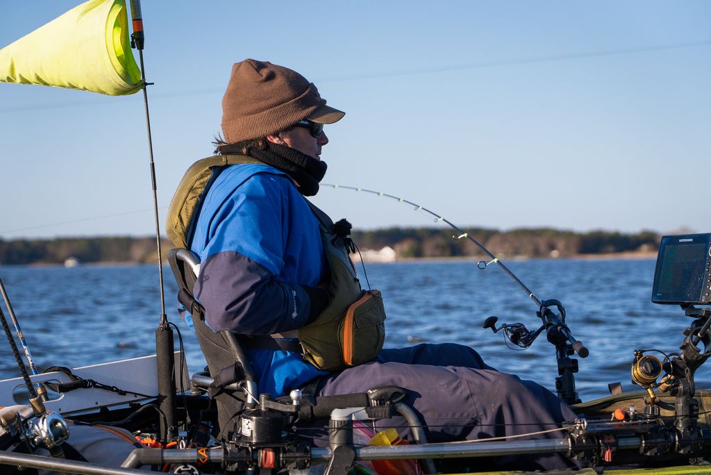 Kent Island rock fishing, kayak life jacket fits above the seat Dressing for Kayak Fishing: Essential Tips