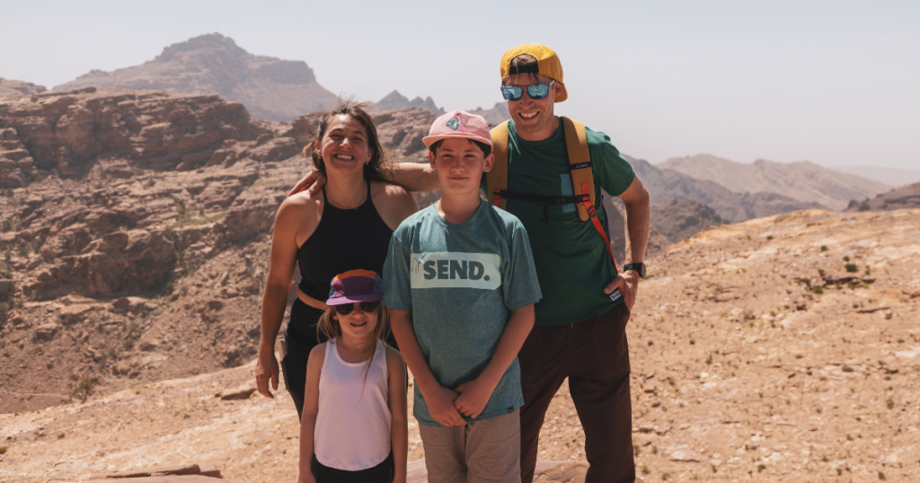 emily jackson, nick troutman, and kids exploring jordan, wadi rum, petra, aqaba and amman