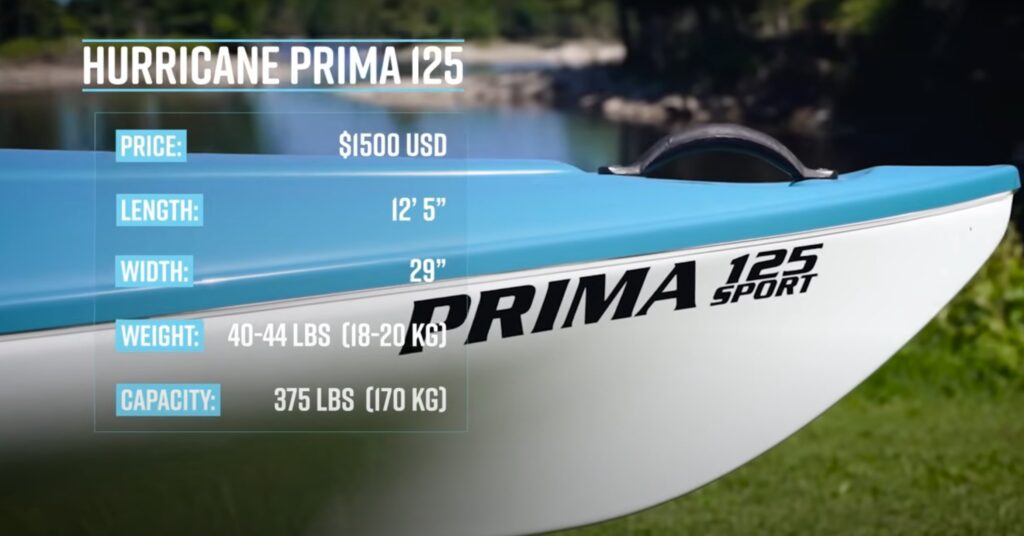 hurricane prima 125 kayak specs