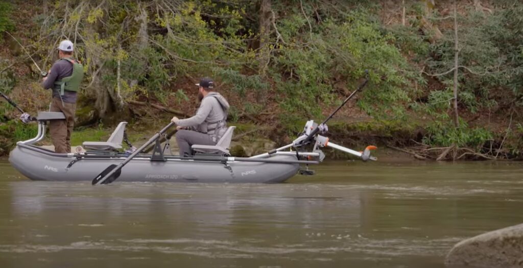 smallmouth bass fishing from the NRS Approach 120 fishing raft