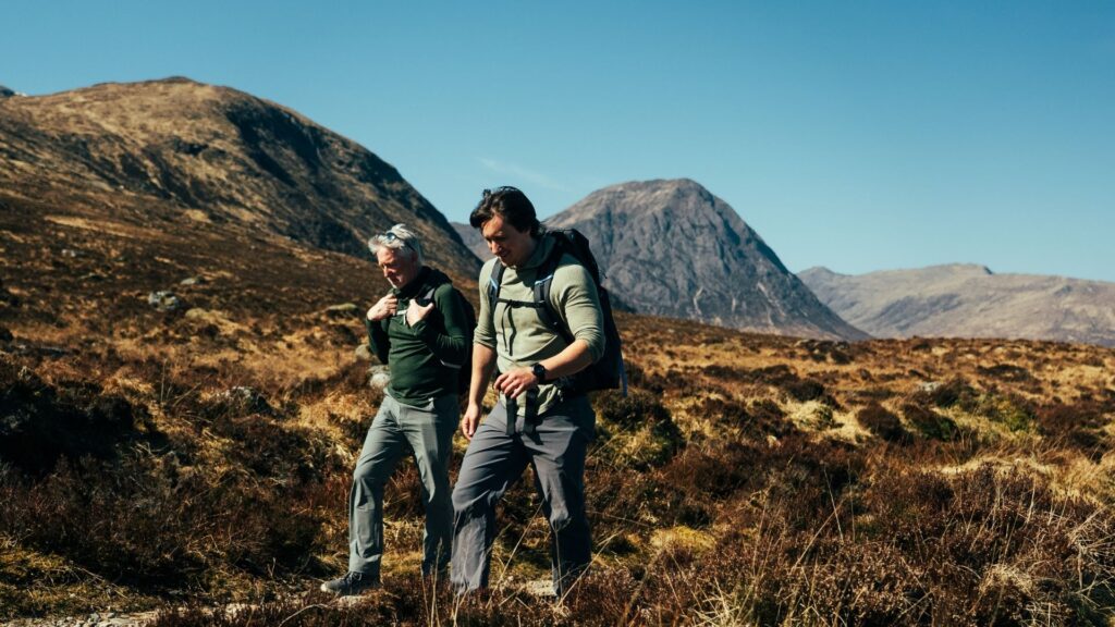 Travel Accident Insurance for family trips, Mike and his father hiking Scotland, the West Highland Way