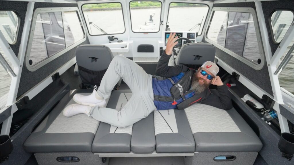 Duckworth 21 Discovery fold down seats make a comfortable bed
