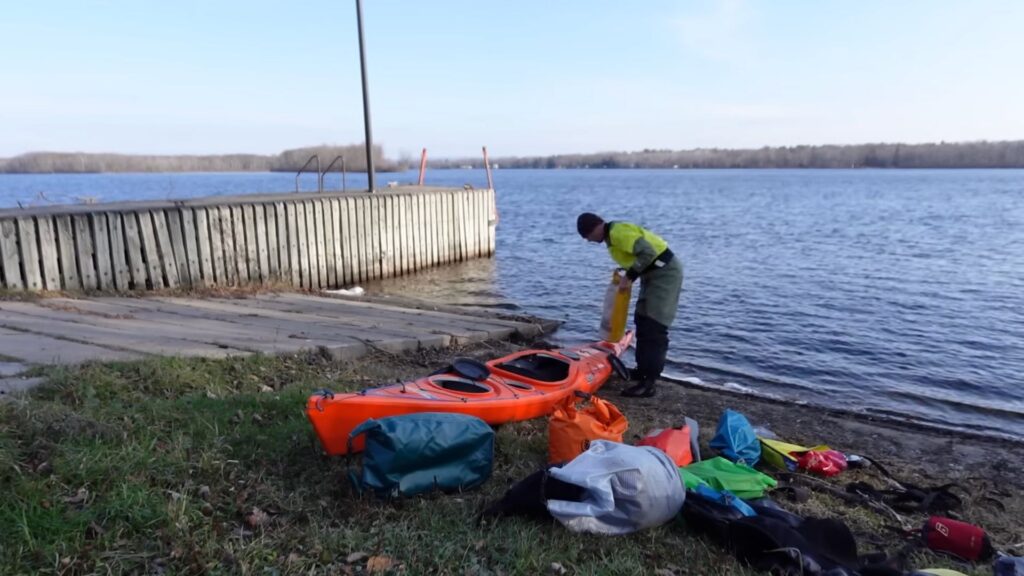 kayak camping trip, packing kayak