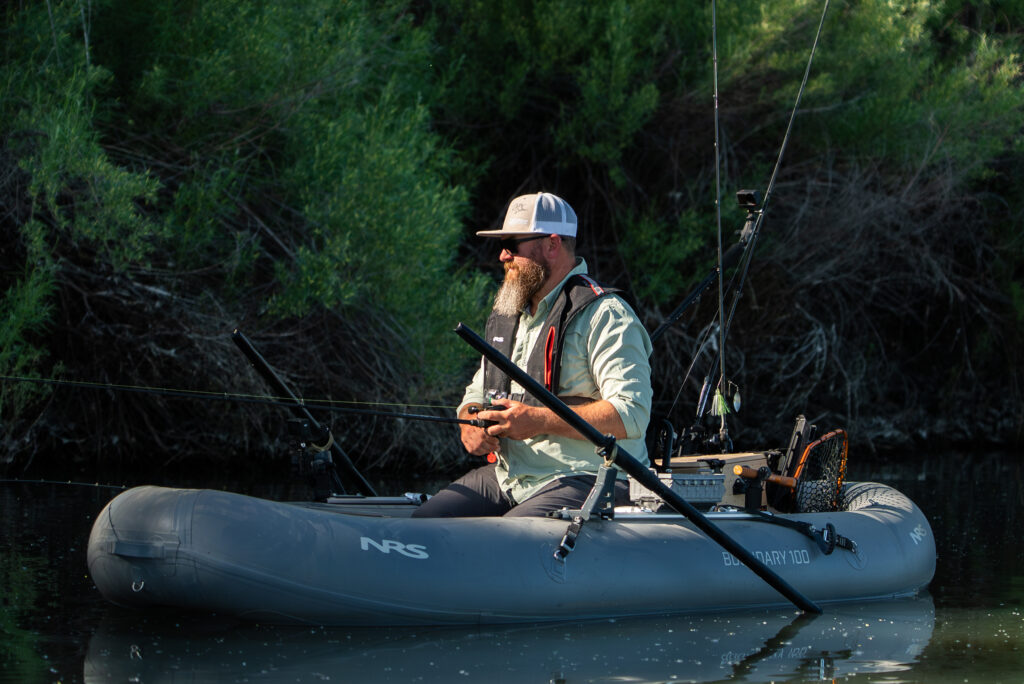 Jameson Redding from Road Trip Angler TV Show fishing out of NRS Boundary raft
