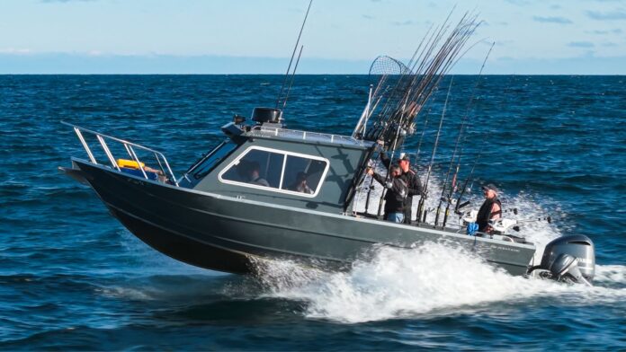 fishing on lake michigan and lake erie in the ocean king 240 fishing boat from weldcraft