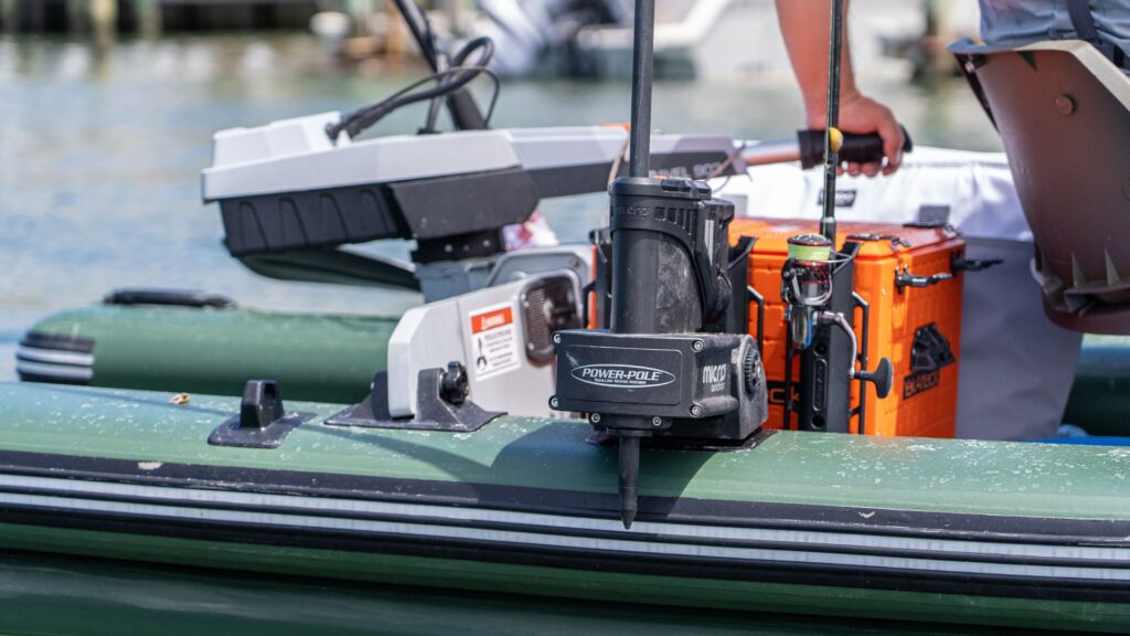 Power-Pole Micro Anchor on the Sea Eagle FishSkiff 16 inflatable fishing boat