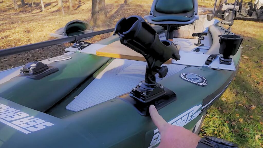 RAILBLAZA rod holders on the Sea Eagle FishSkiff 16 inflatable fishing boat