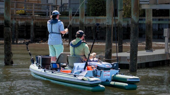 Sea Eagle FishSkiff 16 on the water during testing