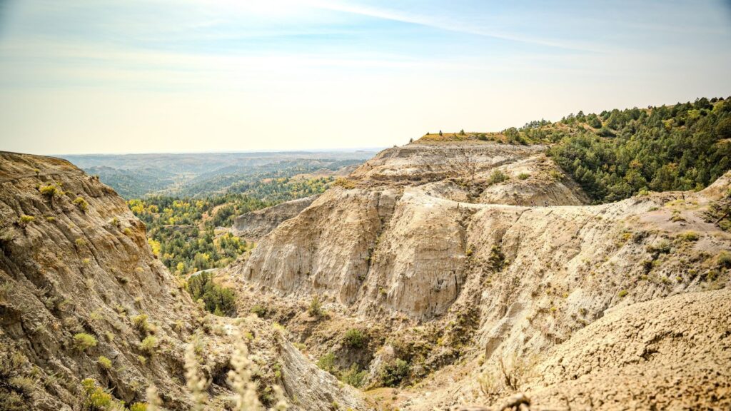 Overlooking the badlands in North Dakota on route to the Maah Daah Hey Trail