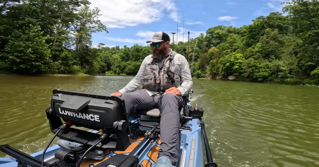 jameson on water in fishing kayak