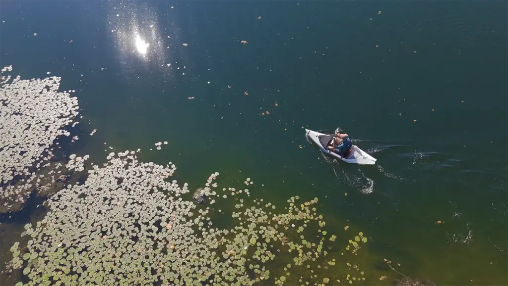 Shows the Oru Kayak Lake Sport in action